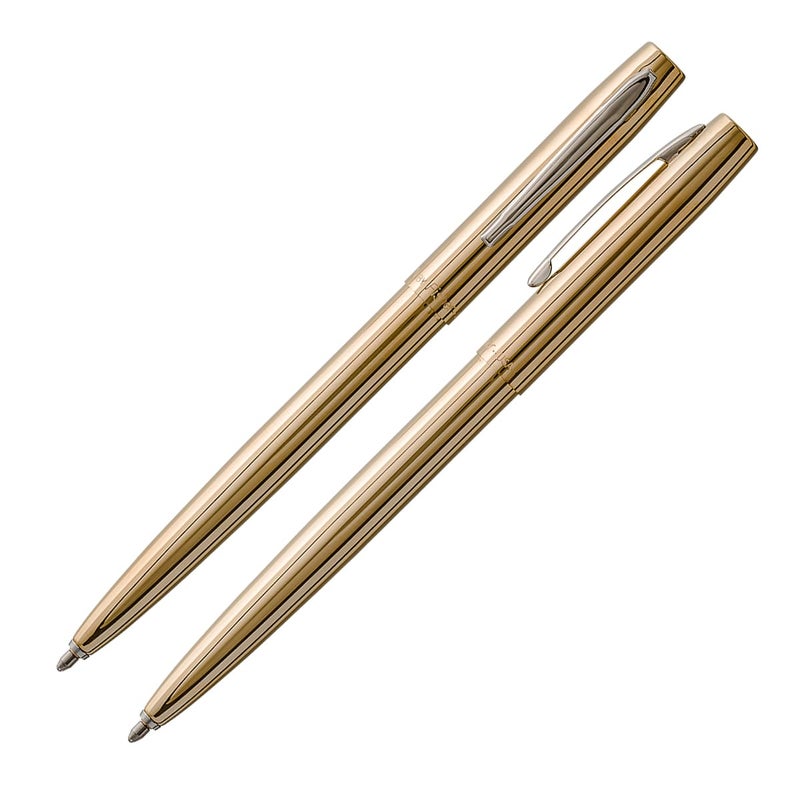 Fisher Space Pen Brass Alloy Cap-O-Matic Pen, Ballpoint, Polished Brass, Black Ink, Gift Box - Image 1