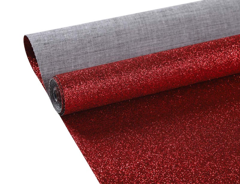 Picheng Sparkly Superfine Glitter Leather Sheets Shiny Faux Fabric Canvas Perfect for Craft DIY Handmade Projects Earrings Bows Craft Key Chain 1 Roll 8.2" x 53" (21 cm x 135 cm) (Red) - Image 3