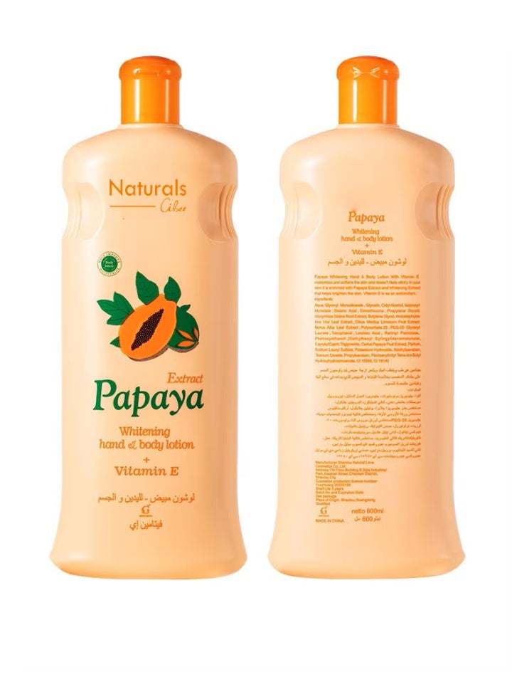 NATURALS Papaya Whitening Hand And Body Lotion Vitamin E 600 ml - Image 2