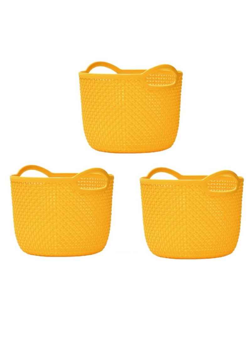 Alissa Set of 3 Compact Plastic Storage Baskets – Durable, Stackable Organizers with Open Handles – 16.5x12.3x12cm – Ideal for Kitchen, Bathroom & Office Use  - Image 1