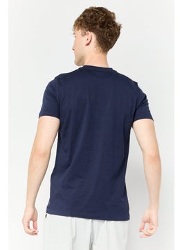 LAMBORGHINI Men Crew Neck Short Sleeves Brand Logo T-Shirt, Navy  - Image 4