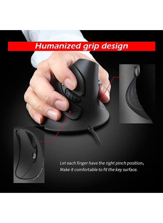ZELOTES - T-30 Wired Optical Mouse Vertical Mouse USB Wired Gaming Mouse 6 Keys Ergonomic Mice with 4 Adjustable DPI for PC Laptop - Image 1