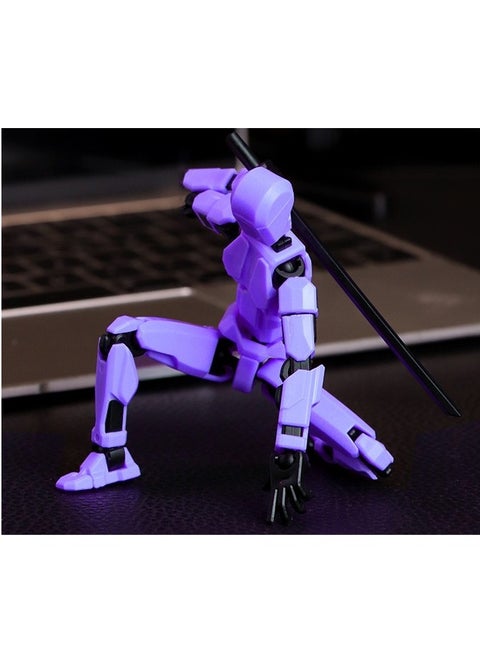 3D printed action figures, multi-articular mobile robot toys, mobile toys for toy collection and tabletop decoration - Purple