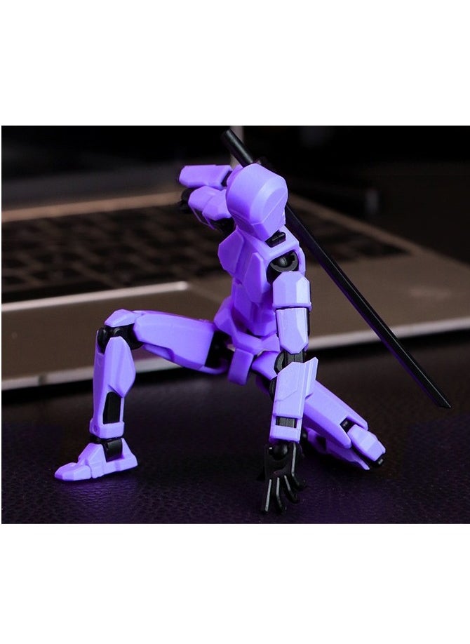 null - 3D printed action figures, multi-articular mobile robot toys, mobile toys for toy collection and tabletop decoration - Purple - Image 1