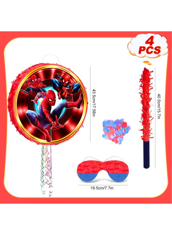 ILovhaprty Spider-Man Round Pinata, Spider-Man Party Pinata Bundle - Large Web-Slinger Pinata, Superhero Party Game Decorations Party Stick etc Spider-Man Pinata Birthday Party Supplies - Image 2