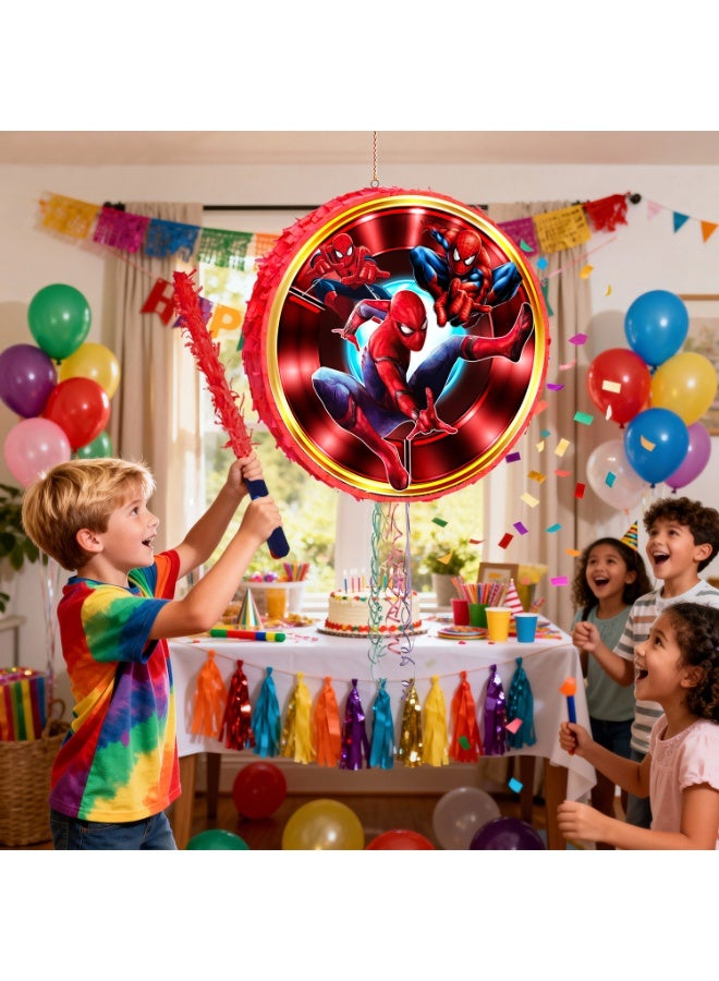 ILovhaprty Spider-Man Round Pinata, Spider-Man Party Pinata Bundle - Large Web-Slinger Pinata, Superhero Party Game Decorations Party Stick etc Spider-Man Pinata Birthday Party Supplies - Image 4