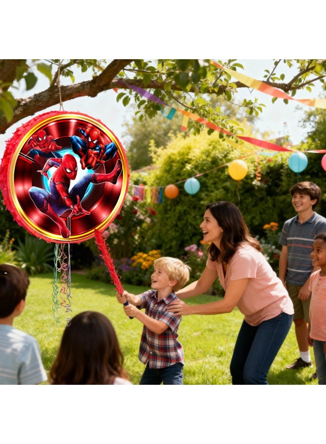ILovhaprty Spider-Man Round Pinata, Spider-Man Party Pinata Bundle - Large Web-Slinger Pinata, Superhero Party Game Decorations Party Stick etc Spider-Man Pinata Birthday Party Supplies - Image 5