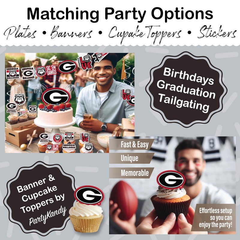 PartyKandy University of Georgia Bulldogs party supplies with UGA tablecloth plates and napkins (49 piece set) for graduation  football tailgating  and birthday party decorations (Serves 16) (Georgia Bulldogs) - Image 5