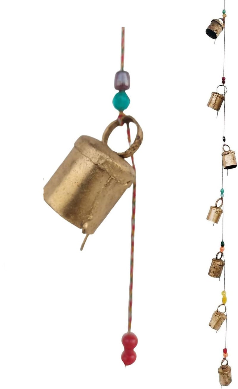 Rastogi Handicrafts Indian Style Wall Hanging Bells Decorative String of 7 Bell Metal - Image 2