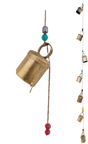 Rastogi Handicrafts Indian Style Wall Hanging Bells Decorative String of 7 Bell Metal - Image 1