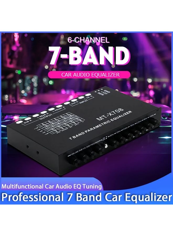 7 Band Car Audio Equalizer Amplifier Parametric Crossover Tuning - Image 2
