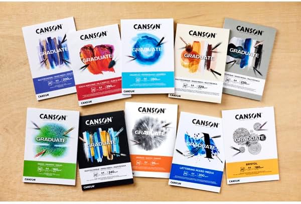 CANSON CANSON Graduate Watercolour 250gsm A4 Paper Cold Pressed Pad Glued Short Side 20 Natural White Sheets Ideal for Student Artists - Image 4