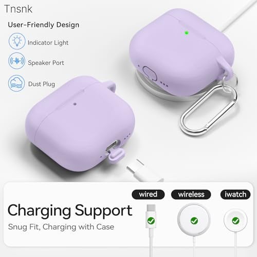 TNSNK for AirPods 4 Case, TNSNK Silicone AirPod 4 Case Cover Compatible with Apple Airpods 4th Gen, Shockproof Protective Cases for Women Girly with Cleaner Kit and Keychain, Front LED Visible - Image 5