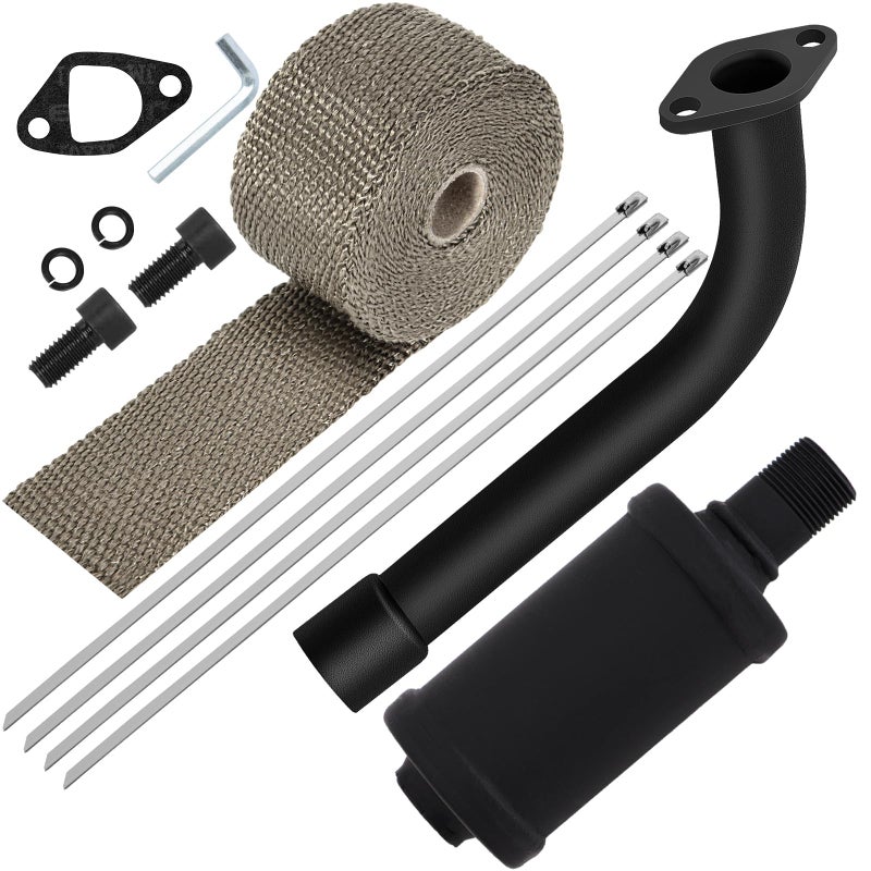 SOFO Exhaust Header Pipe Muffler Kit for Predator 212 Performance Parts for 196cc 224cc 200cc GX160 GX200 65HP Engine Coleman CT200u BT200X KT196 Baja MB200 GX160 GX200 Go Kart Mini Bike with Heat