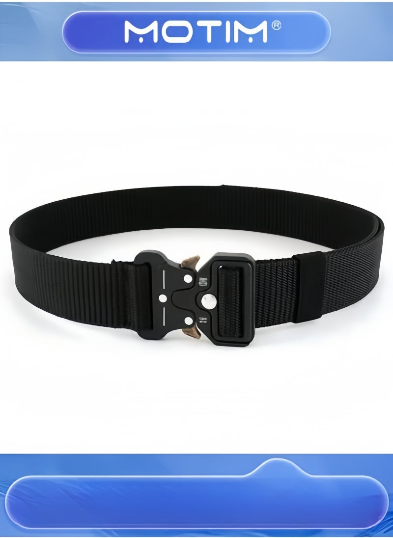Motim - Men’s Belt Adjustable Nylon Belts with Automatic Metal Click Buckle  Military Style Belt for Men Black 125cm - Image 1