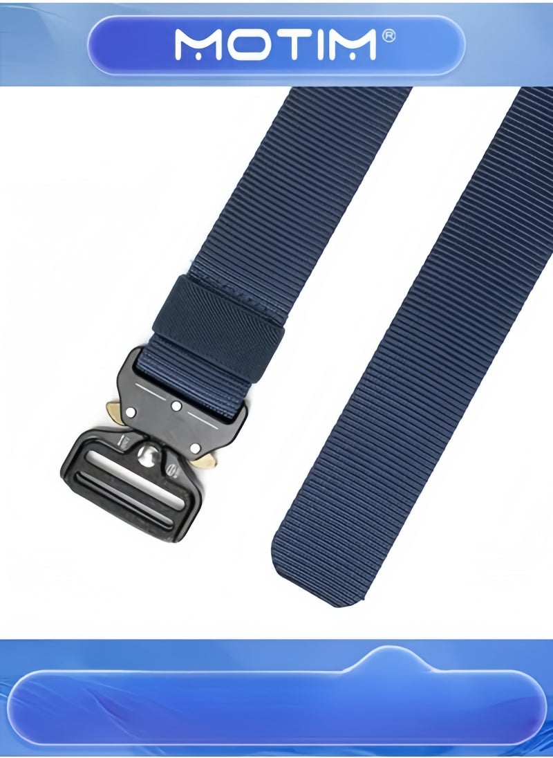 Motim - Men’s Belt Adjustable Nylon Belts with Automatic Metal Click Buckle  Military Style Belt for Men Black 125cm - Image 1