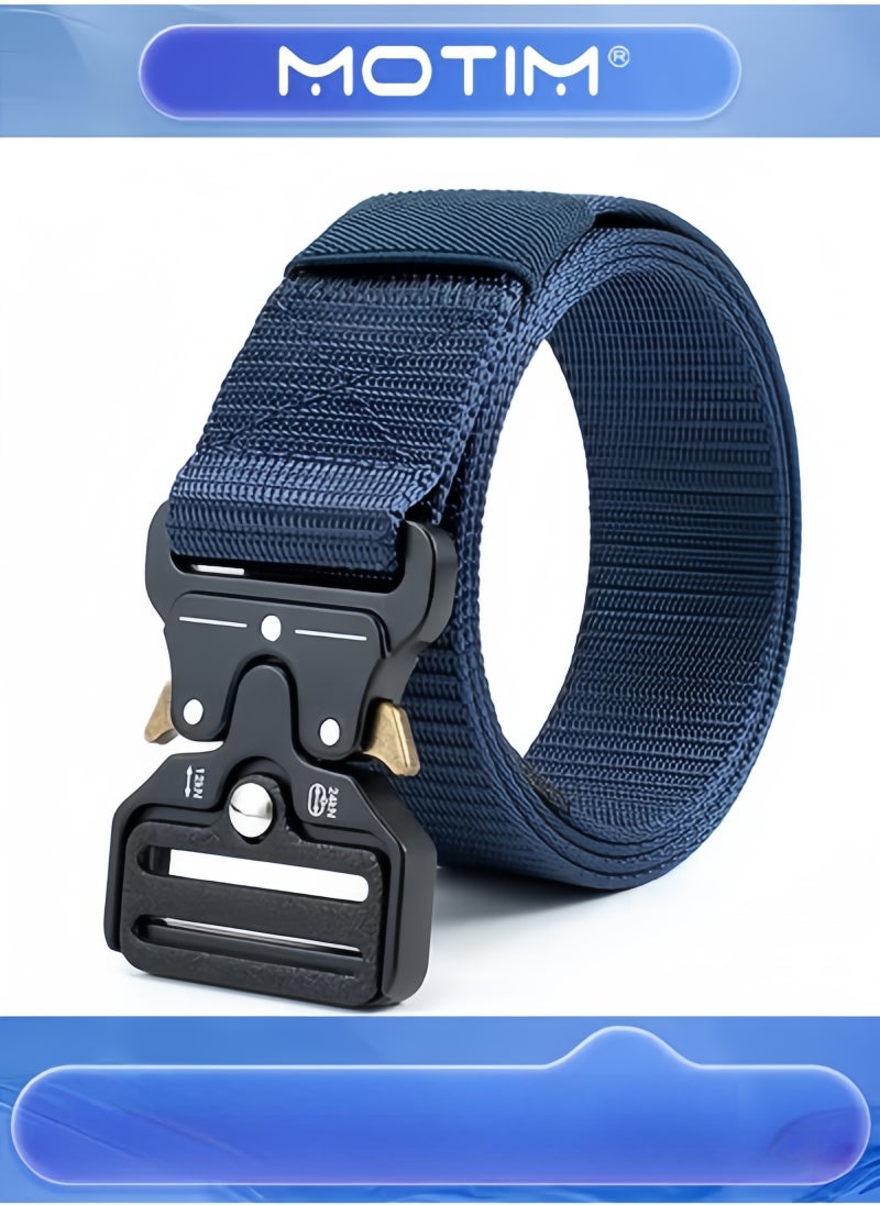 Motim - Men’s Belt Adjustable Nylon Belts with Automatic Metal Click Buckle  Military Style Belt for Men Black 125cm - Image 1