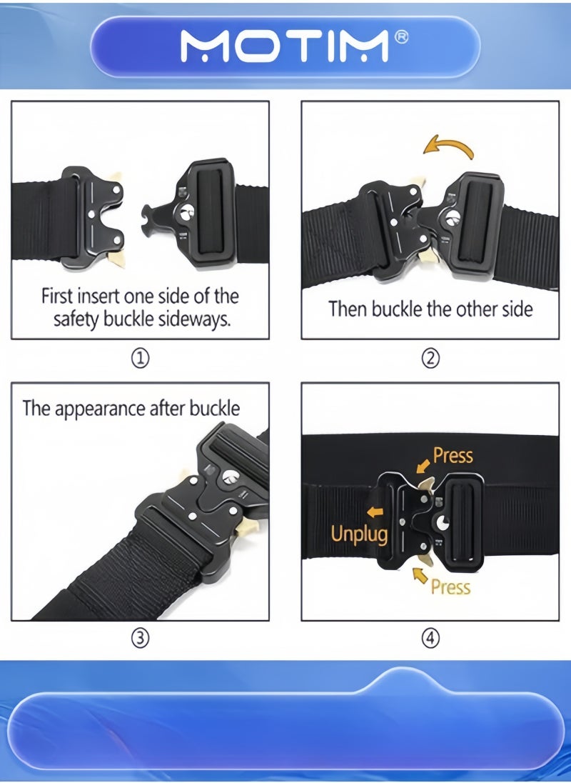 Motim - Men’s Belt Adjustable Nylon Belts with Automatic Metal Click Buckle  Military Style Belt for Men Black 125cm - Image 1