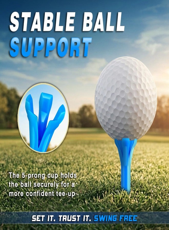 Goashpeaot 150 Pack Mixed Sizes (3¼"x100 & 1½"x50) 5-Prong Golf Tees – Ultra-Stable & Low-Resistance Design for Longer Drives Plastic Golf Tees (Blue) - Image 4