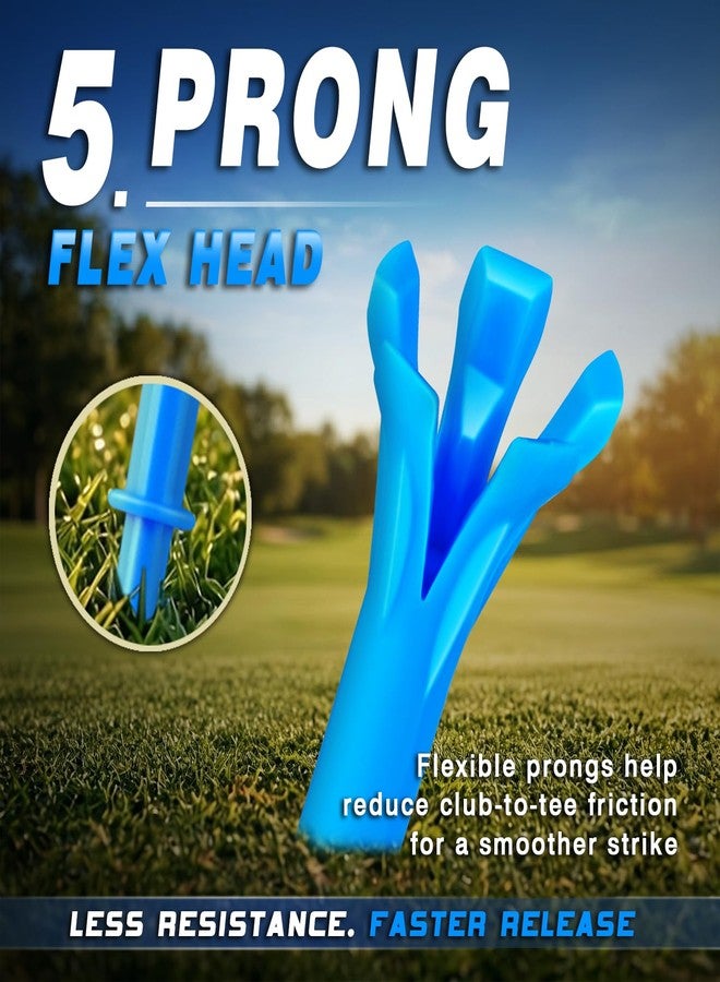 Goashpeaot 150 Pack Mixed Sizes (3¼"x100 & 1½"x50) 5-Prong Golf Tees – Ultra-Stable & Low-Resistance Design for Longer Drives Plastic Golf Tees (Blue) - Image 3