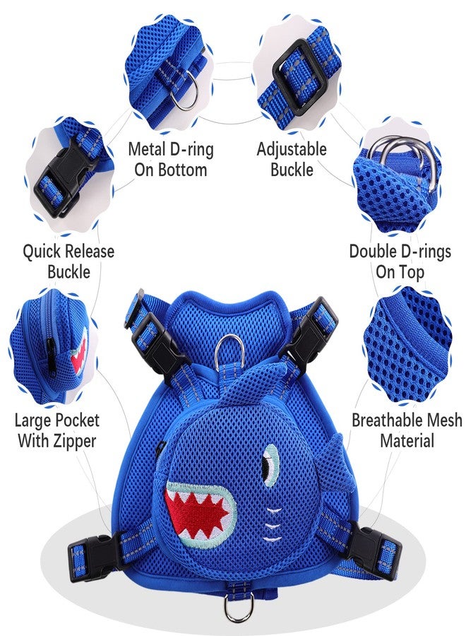 IDOMIK Dog Backpack Harness, No-Pull Dog Backpack with D-Ring for Small Medium Dogs, Cute Self Carrier Backpack for Dogs to Wear, Adjustable Dog Harness Backpack for Traveling Camping Hiking,Shark,S - Image 3