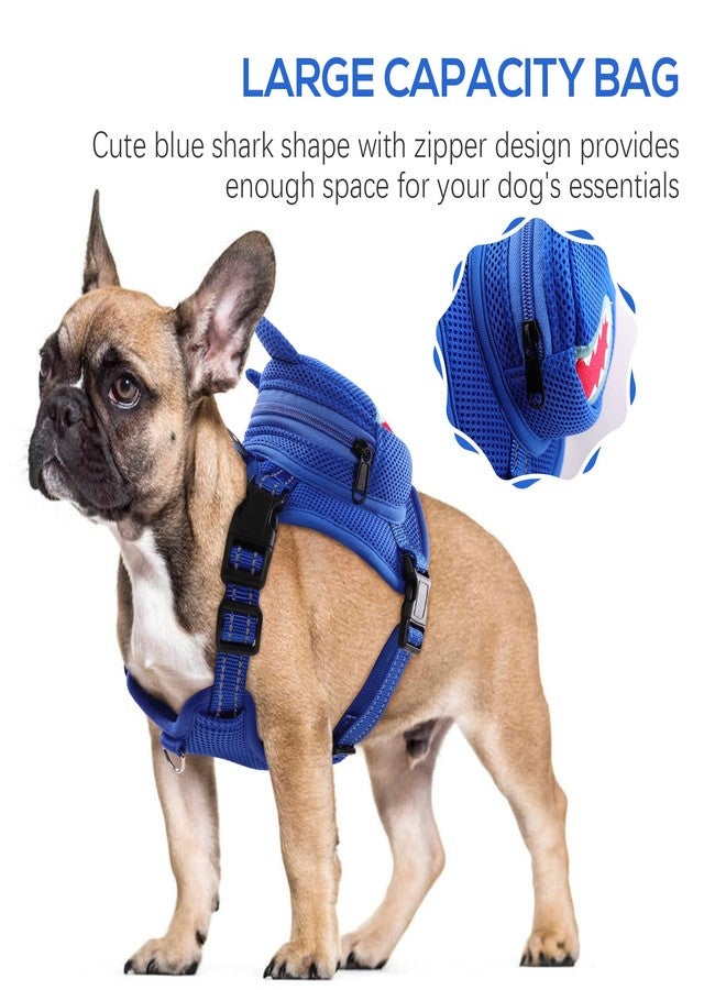 IDOMIK Dog Backpack Harness, No-Pull Dog Backpack with D-Ring for Small Medium Dogs, Cute Self Carrier Backpack for Dogs to Wear, Adjustable Dog Harness Backpack for Traveling Camping Hiking,Shark,S - Image 2