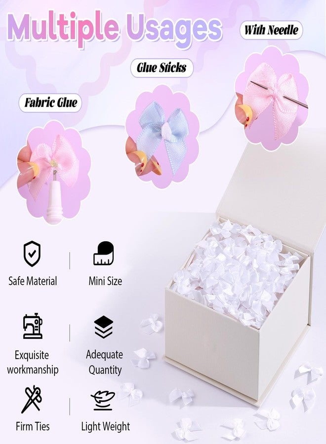 TINKRSTUFF 60PCS Tinkrstuff White Mini Bows for Crafts, 1 * 1 inch Fabric Small Bows for Crafting Decoration,Satin Ribbon Tiny Bow for Clothes Ornament, Cute Accessories DIY Embellishments forCrafts,Gifts,Party - Image 3