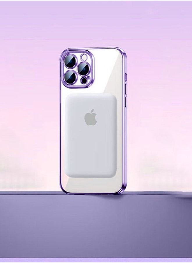 Color Fans - MagSafe Case for Apple iPhone 15 Pro Max 6.7 inch Clear Case Slim Plating Magnetic Cover Purple - Image 1