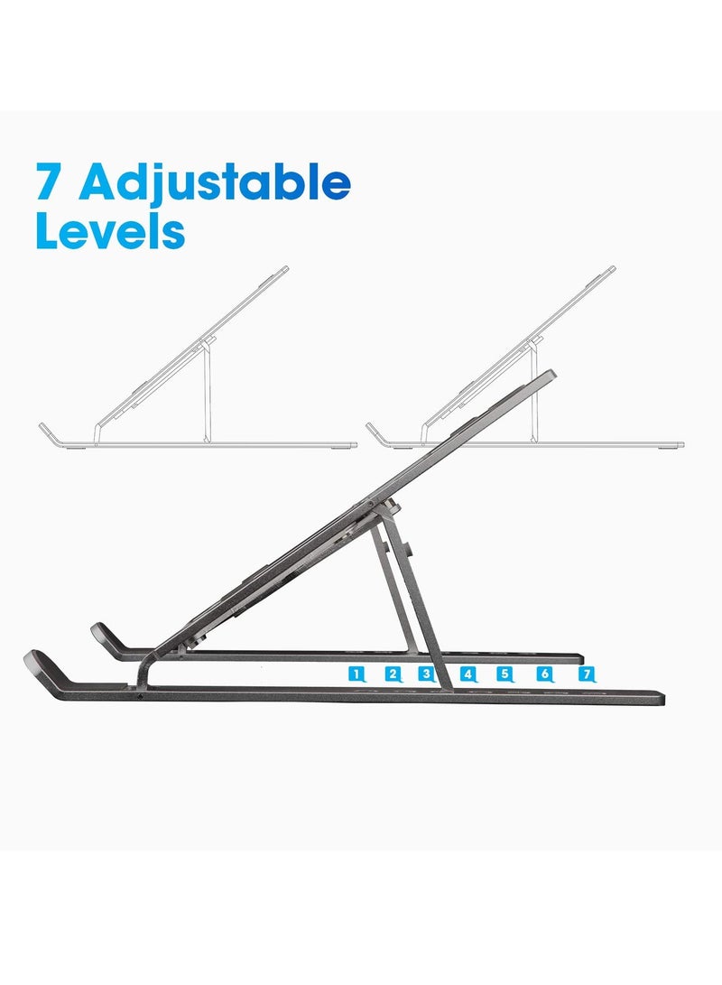 ELTRAZONE Laptop Tabletop Stand, Fold-Up, Adjustable, Ventilated for Desk, Aluminum Foldable Laptop Ergonomic Compatibility with up to 15.6-inch Laptop, All Mac, Tab, and Mobile - Image 2