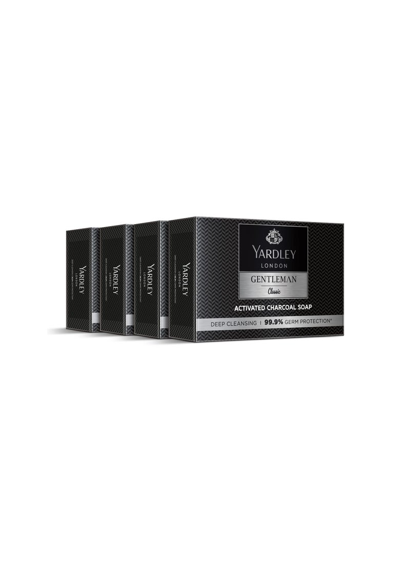 Yardley Yardley London Gentleman Classic Activated Charcoal Soap| 99.9% Germ Protection and Deep Cleansing| Daily Bathing Bar Soap For Men| Masculine Fragrance| 100g (Pack of 4)  - Image 1