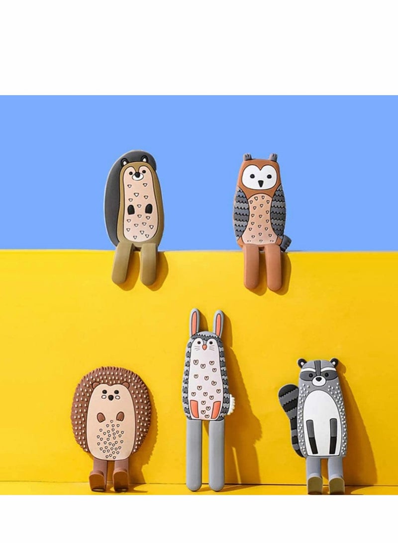 SOLARAE Multifunction Cartoon Animal Magnetic Refrigerator Hook Sticker, 4Pcs Refrigerator Traceless Hooks Fridge Magnet Hanging Hook White Board Lockers Surface (Fox + Hedgehog + Owl + Rabbit) - Image 2