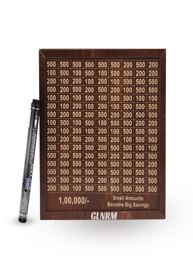 GLNRM Wooden Money Saving Box - Modern Cash Saver Money Box with Counting Target, ?1,00,000 Savings Challenge Piggy Bank, Cash Vault Savings Box, Unique Decorative Savings Box (Model 1) - Image 1