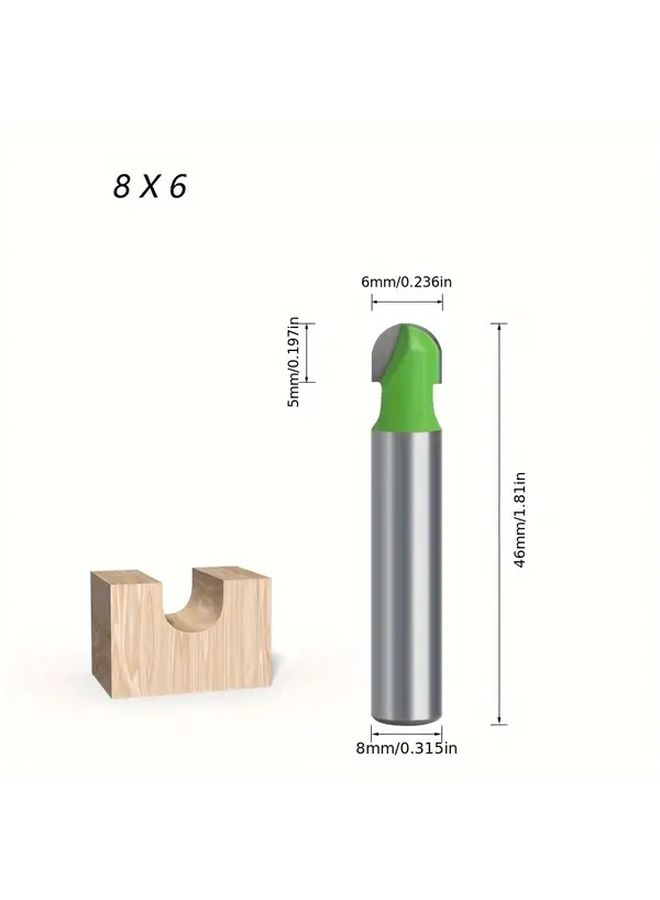 8mm Ball End Mill 8x6 Model Solid Carbide Rounded Tip Radius Core Box Cutter - Image 3