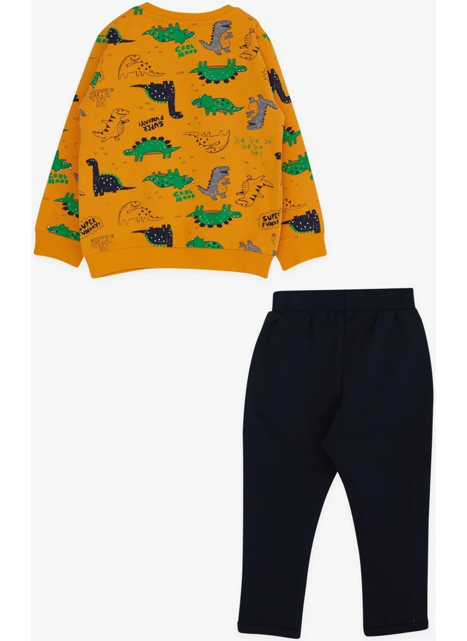 Breeze Baby Boy Tracksuit Set Dinosaur Printed 9 Months-3 Years, Mustard Yellow