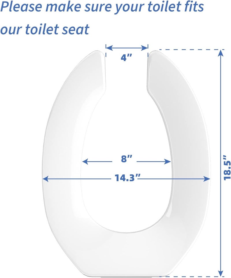 CcBello Commercial Heavy Duty Open Front Toilet Seat Without Cover, Thickened Material, Never Loosen, ELONGATED, White (18.5”), 1-Pack - Image 4