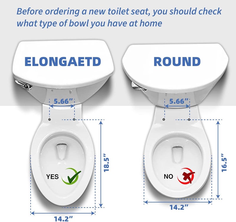 CcBello Commercial Heavy Duty Open Front Toilet Seat Without Cover, Thickened Material, Never Loosen, ELONGATED, White (18.5”), 1-Pack - Image 5
