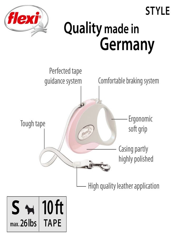 فلكسي مقود كلاب قابل للسحب من فليكسي تيب للكلاب الصغيرة حتى وزن 26 رطلاً - 10 أقدام، وردي/زهري | مقود مشي للحيوانات الأليفة مقاوم للتشابك مع فرامل وإيقاف مؤقت وقفل بيد واحدة | منتج ألماني عالي الجودة - Image 2