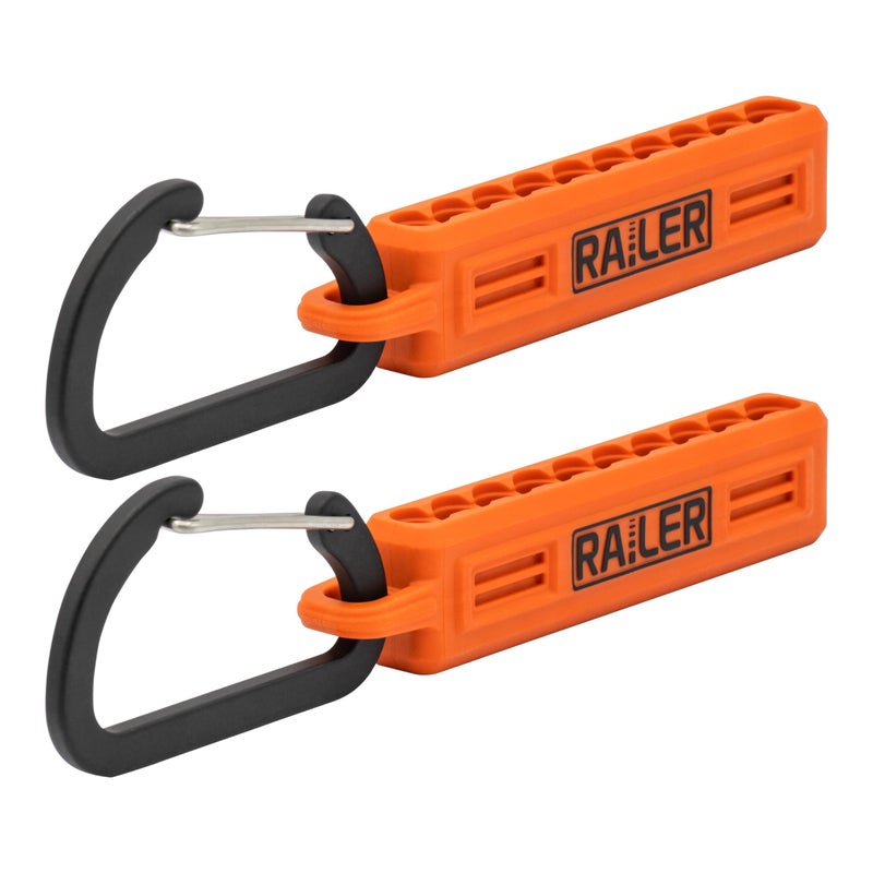 Railer Screwdriver Bit Holder Storage Organizer â€“ Railer 10-Hole Orange Bit Holder with Carabiner - 2 Pack - Image 1