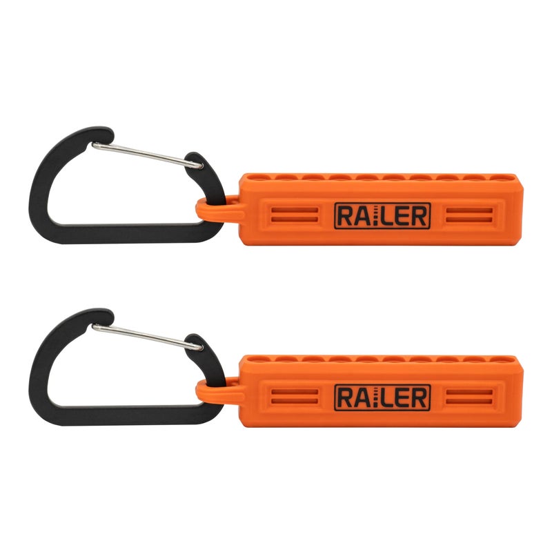 Railer Screwdriver Bit Holder Storage Organizer â€“ Railer 10-Hole Orange Bit Holder with Carabiner - 2 Pack - Image 3