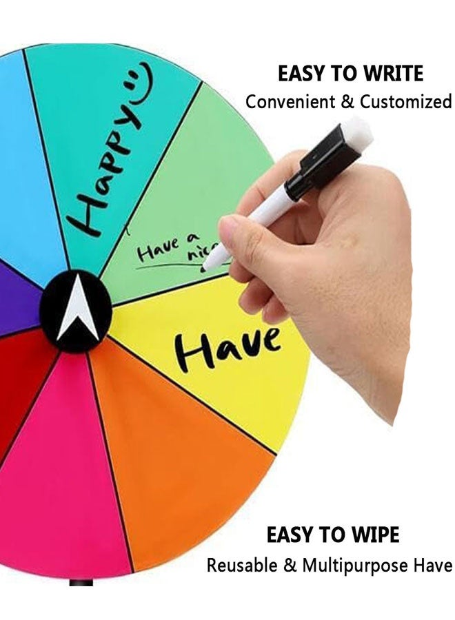 HAWAWA Spinning Prize Wheel 20CM Tabletop Spin Wheel for Prizes with Stand, 8 Color Slots, Tabletop Roulette Spinner, Erasable Surface for Trade Show Carnival Party Fortune Game - Image 4