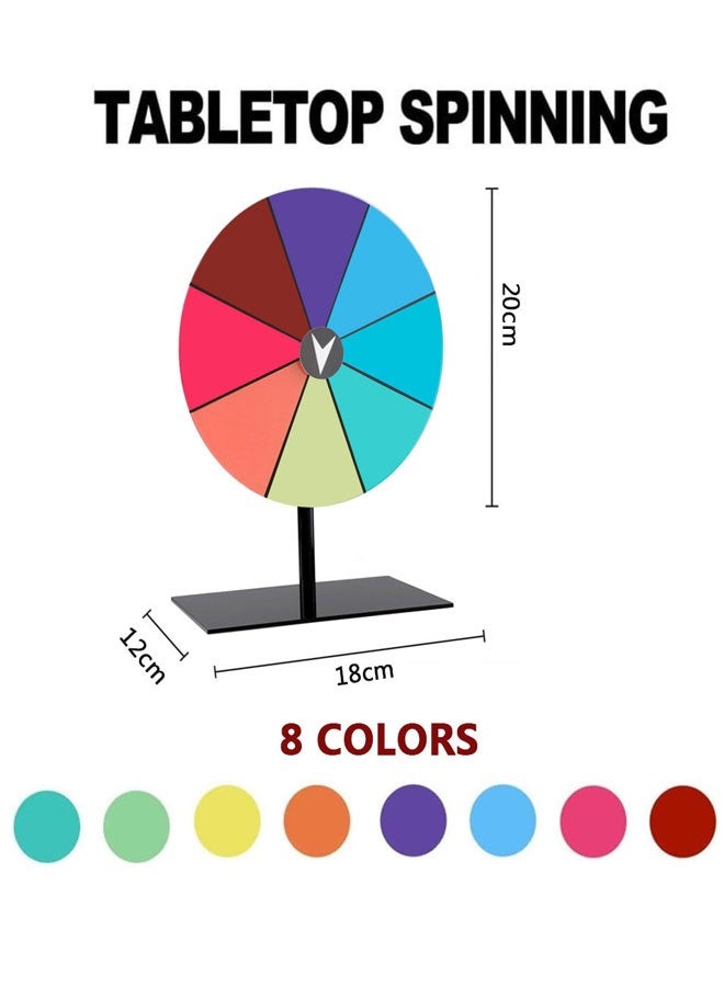 HAWAWA Spinning Prize Wheel 20CM Tabletop Spin Wheel for Prizes with Stand, 8 Color Slots, Tabletop Roulette Spinner, Erasable Surface for Trade Show Carnival Party Fortune Game - Image 2