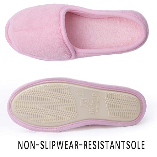 Git-up Women Diabetic Slippers/W Arthritis Edema Adjustable Closure Memory Foam House Shoes Open Toe 7#,Pink.. - Image 5