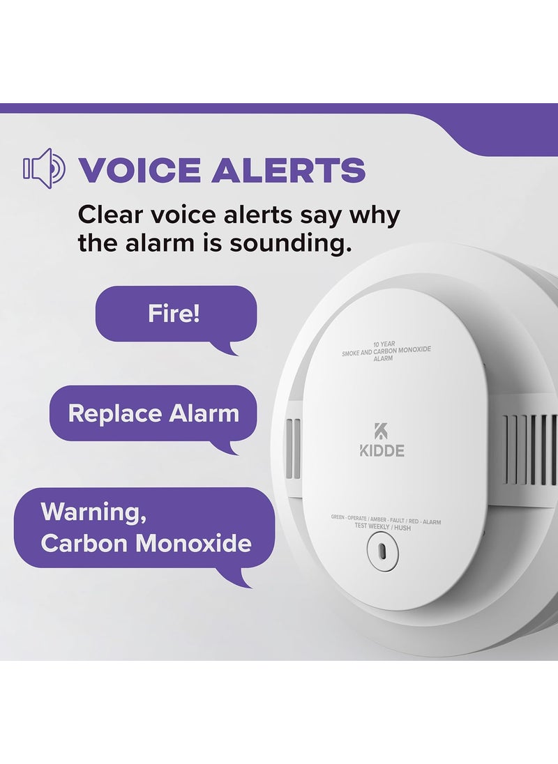 Kidde Kidde Smoke  Carbon Monoxide Detector 10Year Battery Powered Voice Alerts LED Warning Light Indicators 2 Pack  - Image 4