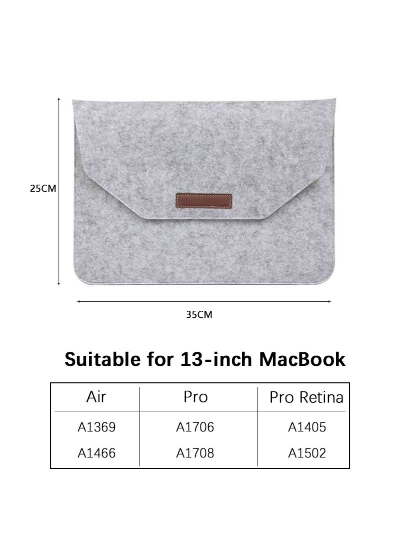 Protective Sleeve For Apple MacBook 13.3 Inch Light Grey Felt Sleeve Case Bag - Image 2