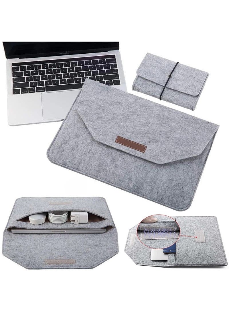 Protective Sleeve For Apple MacBook 13.3 Inch Light Grey Felt Sleeve Case Bag - Image 3