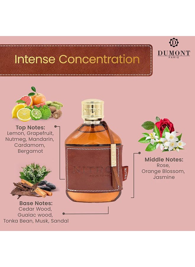Dumont - NITRO POUR HOMME - 3.4 Eau De Parfum - Men's Perfume with Fruity, Floral, Woody & Masculine Fragrance - Long Lasting Cologne Mist & Body Spray - for Him - Image 1