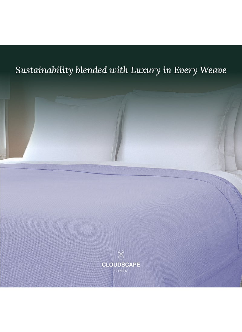 Cloud Scape Linen 100% Cotton Herringbone Blanket for All Season, Soft and Breathable Thermal Blanket,Lavender Blue  - Image 2