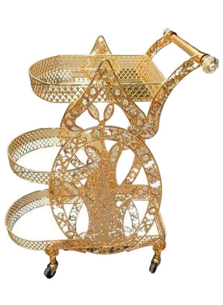 Generic Luxurious Gold Metal Serving Trolley Cart with Multi-Tier Storage for Stylish Home Hotel Entertaining and Décor  - Image 1