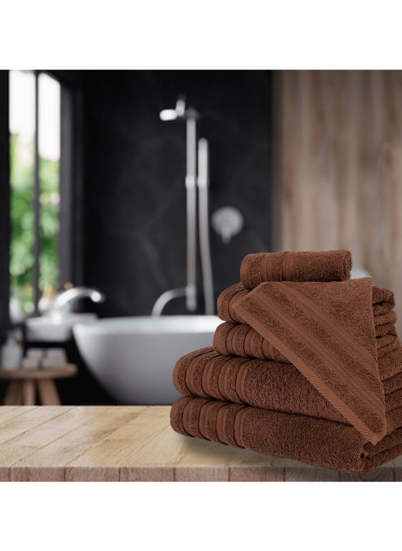 Safi Plus Safi Plus 6 Piece Cotton Super Soft luxury Towel Set - Chocolate Brown  - Image 5