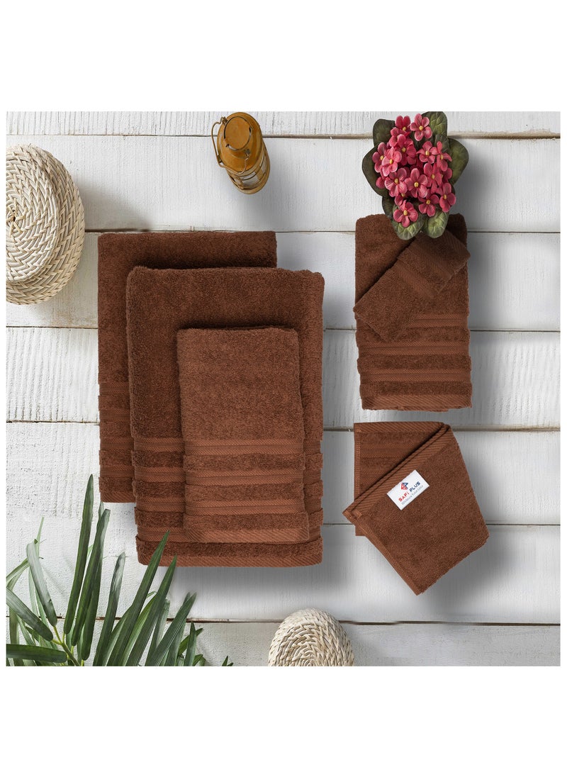 Safi Plus Safi Plus 6 Piece Cotton Super Soft luxury Towel Set - Chocolate Brown  - Image 4